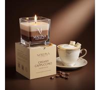 Mallina Scented Candle Gift Set for Home - Candles with Crackling Wooden Wick | Coffee, Cappuccino & White Chocolate | 60 Hour Long Burn | Aromatherapy Gift for Women & Men | Luxury Gift Box
