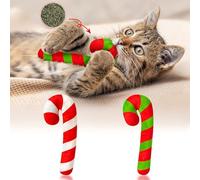 MALLMALL6 2Pcs Christmas Candy Cane Catnip Toys Gift for Cat, Indoor Cat Chew Bite Kick Plush Catmint Pet Toys Supplies for Cat Lover Gifts, Cute Interactive Cat Toy with for Pet Presents