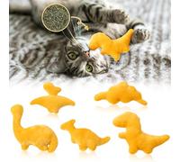 MALLMALL6 5Pcs Dino Nuggets Catnip Toys Gift for Cat, Indoor Cat Chew Bite Kick Plush Golden Dinosaur Catmint Pet Toys for Cat Lover Gifts, Cute Interactive Cat Toy for Pet Presents