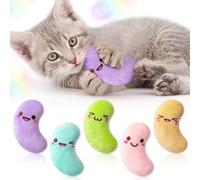 MALLMALL6 5Pcs Easter Jelly Beans Candy Catnip Toys Gift for Indoor Cat, Colorful Sugar Catmint Interactive Toy, Soft Cute Pet Presents Supplies Gift for Cat Lover, Kitten Teething Chew Kick Set