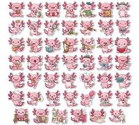 MALLMALL6 Axolotl Fridge Magnets, 48Pcs Cute Salamander Refrigerator Magnetic Sticker Summer Pink Decor Accessories with Ice Cream Guitar for Home Kitchen Office Locker Mailbox, Adorable Kawaii Gift