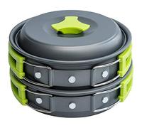 MalloMe Camping Cookware Mess Kit, Camping Cooking Set 10 Pcs - Camping's Pans and Pots Set for Travel Backpacking Portable Camp Essentials Equipment & Accessories, Camp Pot for Food & Kitchen