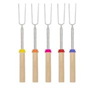 MalloMe Marshmallow Toasting Forks Kit,32" Extendable Marshmallow Sticks for Fire Pit,Long Skewers for Toasting Marshmallows,BBQ Fork Camping Accessories(5Pack-Yellow/Orange/Rose red/red/Blue)