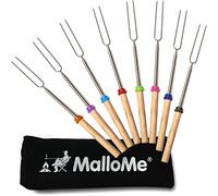 MalloMe Marshmallow Toasting Forks Smores Kit - 32" Extendable Marshmallow Sticks for Fire Pit - S'mores Maker - Long Skewers for Marshmallows Toaster - Open Fire BBQ Fork Camping Accessories (8 Pack)