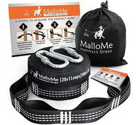 MalloMe XL Hammock Straps - Hammock Tree Straps Set 2000+ LBS Heavy Duty 40 Loops & 100% No Stretch Suspension System Kit - Camping Hammock Accessories | 2 Carabiners | 12 Feet