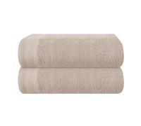 MALLONI HOME Cotton 2 Pack Oversized Bath Towel Set 70 x 140 cm, Large Bath Towels, Ultra Absorbent, Compact, Quick Drying and Lightweight, Tan
