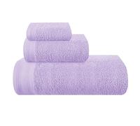 MALLONI HOME Ultra Soft 3 Pack Cotton Towel Set, Includes a Oversized Bath Towels 70 x 140 cm, a Hand Towels 40 x 60 cm and a Wash Bed 30 x 30 cm, Dark Purple