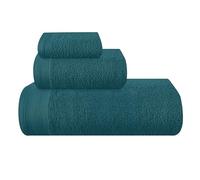 MALLONI HOME Ultra Soft 3 Pack Cotton Towel Set Includes a Oversized Bath Towels 70 x 140 cm, a Hand Towels 40 x 60 cm and a Wash Bed 30 x 30 cm, Teal