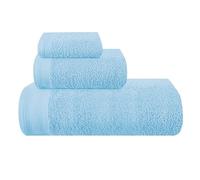 MALLONI HOME Ultra Soft 3 Pack Cotton Towel Set Includes a Oversized Bath Towels 70 x 140 cm, a Hand Towels 40 x 60 cm and a Wash Bed 30 x 30 cm, Sky Blue