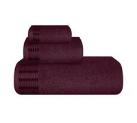 MALLONI HOME Ultra Soft 3 Pack Cotton Towel Set, Includes an Oversized Bath Towels 70 x 140 cm, a Hand Towels 40 x 60 cm and a Wash Bed 30 x 30 cm, Burgundy