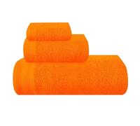 MALLONI HOME Ultra Soft 3 Pack Cotton Towel Set, Includes an Oversized Bath Towels 70 x 140 cm, a Hand Towels 40 x 60 cm and a Wash Bed 30 x 30 cm, Orange
