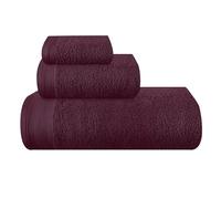 MALLONI HOME Ultra Soft 3 Pack Cotton Towel Set, Includes an Oversized Bath Towels 70 x 140 cm, a Hand Towels 40 x 60 cm and a Wash Bed 30 x 30 cm, Burgundy