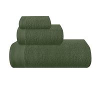 MALLONI HOME Ultra Soft 3 Pack Cotton Towel Set, Includes an Oversized Bath Towels 70 x 140 cm, a Hand Towels 40 x 60 cm and a Wash Bed 30 x 30 cm, Olive Green