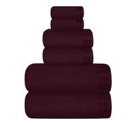 MALLONI HOME Ultra Soft 6 Pack Cotton Towel Set, Contains 2 Bath Towels 28x55 inch, 2 Hand Towels 16x24 inch & 2 Wash Coths 12x12 inch, Ideal Everyday use, Compact & Lightweight - Burgundy