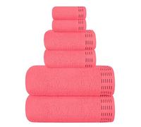 MALLONI HOME Ultra Soft 6 Pack Cotton Towel Set, Contains 2 Bath Towels 28x55 inch, 2 Hand Towels 16x24 inch & 2 Wash Coths 12x12 inch, Ideal Everyday use, Compact & Lightweight - Coral Orange