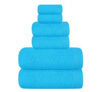 MALLONI HOME Ultra Soft 6 Pack Cotton Towel Set, Contains 2 Bath Towels 28x55 inch, 2 Hand Towels 16x24 inch & 2 Wash Coths 12x12 inch, Ideal Everyday use, Compact & Lightweight - Turquoise Blue