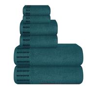 MALLONI HOME Ultra Soft 6 Pack Cotton Towel Set, Includes 2 Oversized Bath Towels 70 x 140 cm, 2 Hand Towels 40 x 60 cm and 2 Washbeds 30 x 30 cm, Teal