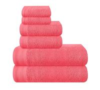 MALLONI HOME Ultra Soft 6 Pack Cotton Towel Set, Includes 2 Oversized Bath Towels 70 x 140 cm, 2 Hand Towels 40 x 60 cm and 2 Washbeds 30 x 30 cm, Coral Orange