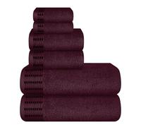 MALLONI HOME Ultra Soft 6 Pack Cotton Towel Set, Includes 2 Oversized Bath Towels 70 x 140 cm, 2 Hand Towels 40 x 60 cm and 2 Washbeds 30 x 30 cm, Burgundy