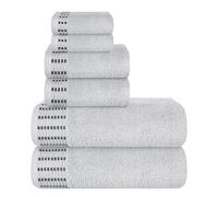 MALLONI HOME Ultra Soft 6 Pack Cotton Towel Set, Includes 2 Oversized Bath Towels 70 x 140 cm, 2 Hand Towels 40 x 60 cm and 2 Washbeds 30 x 30 cm, Light Grey