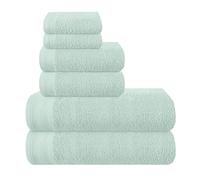 MALLONI HOME Ultra Soft 6 Pack Cotton Towel Set, Includes 2 Oversized Bath Towels 70 x 140 cm, 2 Hand Towels 40 x 60 cm and 2 Washbeds 30 x 30 cm, Sea Green