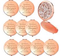 Malloom 10 Pcs Compact Makeup Mirrors Bulk, Inspirational Travel Pocket Mirror 1X/2X Double Sided Magnifying Folding Handbag Cosmetic Mirror Gifts for Women Teachers Coworkers Employees