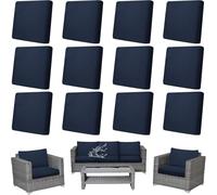 Malloom 12Pcs Stretch Patio Cushion Covers Waterproof Outdoor Couch & Sofa Replacement Slipcovers for Patio Furniture Cushion Covers, Washable Reusable Furniture Protector (Navy)