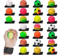 Malloom 24 Pack Wrist Return Balls Rubber Rebound Exercise Balls with Strap and String Bouncy Sports for Adults