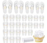 Malloom 24 Pairs Flip Flops Bulk for Wedding Party Guest Sandals Hotel Guest Spa Slippers Beach Casual Slippers with Assorted Size Card Sign and Drawstring Bag, Wholesale Pack