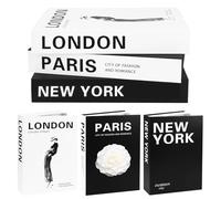 Malloom 3 Pcs Decorative Books for Home Decor Fake Books for Decoration for Decor Set Black and White Hardcover Aesthetic Book Decor for Home, Office, Coffee Table，Bookshelf (Black)