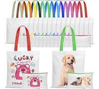 Malloom 30 Pack Sublimation Blank Bags, DIY Heat Transfer Cosmetic Makeup Bags, Reusable Canvas Shopping Bags for DIY, Halloween, Christmas Craft Gifts (15 Colors)