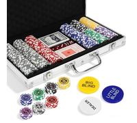 Malloom 300 Pcs Poker Chip Set with Denominations Poker Chip Set Numbered Chips for Texas Hold’em, Blackjack Gaming Poker Games,Clay Case for Texas Holdem,Professional Casino Chips