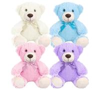 Malloom 4 Pack Bear Plush Stuffed Animals 14 Inches Cute Soft Bears Gifts Bulk for Family Friends(Pink, Blue, White, Purple)
