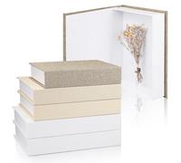 Malloom 6 Pcs Decorative Books for Home Decor Modern Linen Covered Book Set Fake Books for Bookshelf Shelves Mantel Tiered Tray Hotel Display