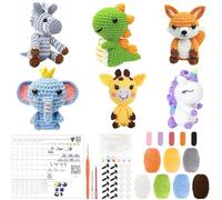Malloom 6PCS Crochet Kit for Beginners Adults, Amigurumi Crochet Animal Starter Kit with Step-by-Step Video Tutorials, Complete DIY Knitting Craft Set, Ideal Gift for Beginners (Set-02)