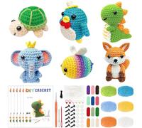 Malloom 6PCS Crochet Kit for Beginners Adults, Amigurumi Crochet Animal Starter Kit with Step-by-Step Video Tutorials, Complete DIY Knitting Craft Set, Ideal Gift for Beginners (Set-01)