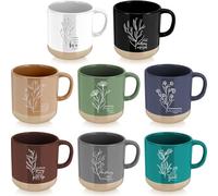 Malloom 8 Pack Inspirational Bible Verse Mugs 380ml Ceramic Christian Coffee Cups Uplifting Religious Gifts for Women, Men and Teachers