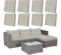 Malloom 8 Pcs Stretch Patio Cushion Cover Outdoor Cushions Cover Slipcovers Couch Covers Replacement Sofa Cushions Covers Thick Jacquard Textured Twill Fabric Patio Furniture (Khaki)
