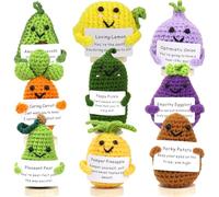 Malloom 9Pcs Positive Crochet Doll Gift Set, Emotional Support Nuggets Variety Pack with Stand, Handmade Positive Crochet Animals, Encouragement Gift Ornament Doll, Emotional Support Crochet (Mix)