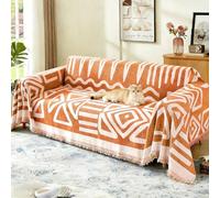 Malloom Boho Sofa Cover for 2 3 4 Seater, Chenille AB Sided Slipcover for Corner Sofa, All-Season Protection Couch Cover for Dogs, Couch Protector Loveseat Futon Cover L Shaped Sofa Cover with Tassel