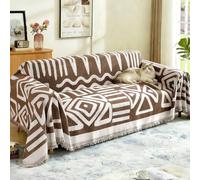 Malloom Chenille Sofa Cover for 1 2 3 Seater, Soft Non-Slip Couch Cover with Tassel, All-Season Washable Settee Slipcover for Dogs Cats, L Shape Corner Sofa Furniture Protector (Brown, 180x340cm)