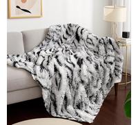 Malloom Luxury Zebra Print Shaggy Plush Throw Blanket Faux Fur Blanket Throw Soft Fluffy Warm Comfy Throws Fuzzy Fur Throw for Sofa, Living Room, Office Couch (Zebra Print Black, 60''×90''Blanket)