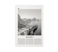 Mallorca Black And White Ocean, Spain, Majorca, Balearic Islands, Palma, España Retro City Map Travel Landscape Canvas Art Wall Decor Posters Home Bar Restaurant Garage Cafe Logo Gift 24x36inch(60x90