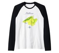 Mallorca Map - Palma Balearic Island Raglan Baseball Tee
