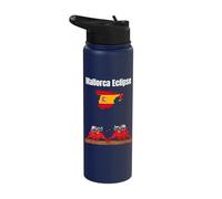 Mallorca Solar eclipses Bulls Spanish Flag Spain map Stainless Steel Insulated Water Bottle