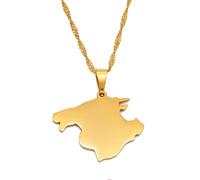 Mallorca Spain Map Pendant Necklaces Chains Jewelry For Women Men(Gold Color,45cm)
