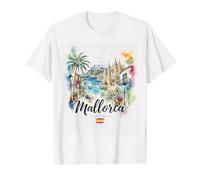 Mallorca Spain Watercolor Cathedral Vacation Travel Souvenir Value Graphic T-Shirt