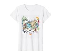 Mallorca Spain Watercolor Cathedral Vacation Travel Souvenir Value Graphic T-Shirt