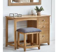 Mallory Dressing Table with Stool - 3 Drawer - Single - Oak