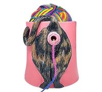 Malloy Cat Yarn Bowl, Funny Cat Butt Yarn Bowls for Crocheting and Knitting, DIY Yarn Bowls with Holes, Cat Yarn Bowls with 5-9 Knitting Needles (Yellow Black and Orange Black Orange)